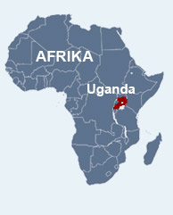 Karte Afrika mit Markierung Uganda